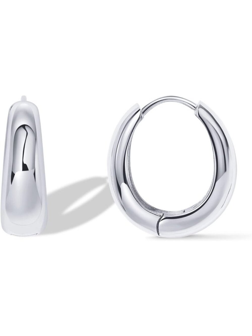 Women's 925 Sterling Silver Plated Small Chunky Hoop Earrings Huggie Jewelry